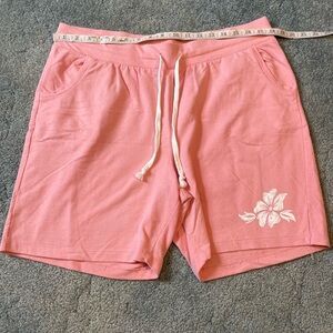 Coral Women's Athletic Shorts with Floral Accent